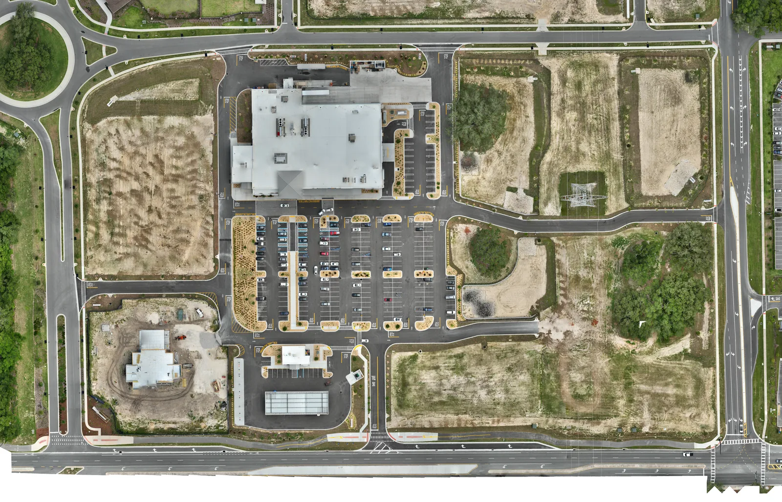 End-of-project orthomosaic of a Walmart Supercenter site at Lady Lake, FL, captured at substantial completion